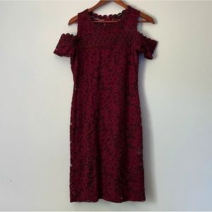 Ambiance dress maroon floral off the shoulder